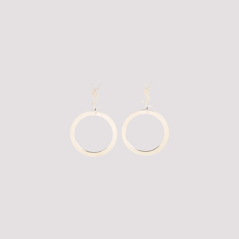Saint Laurent Creoles Cassandre Earrings Metallic Brass Jewellery - Women