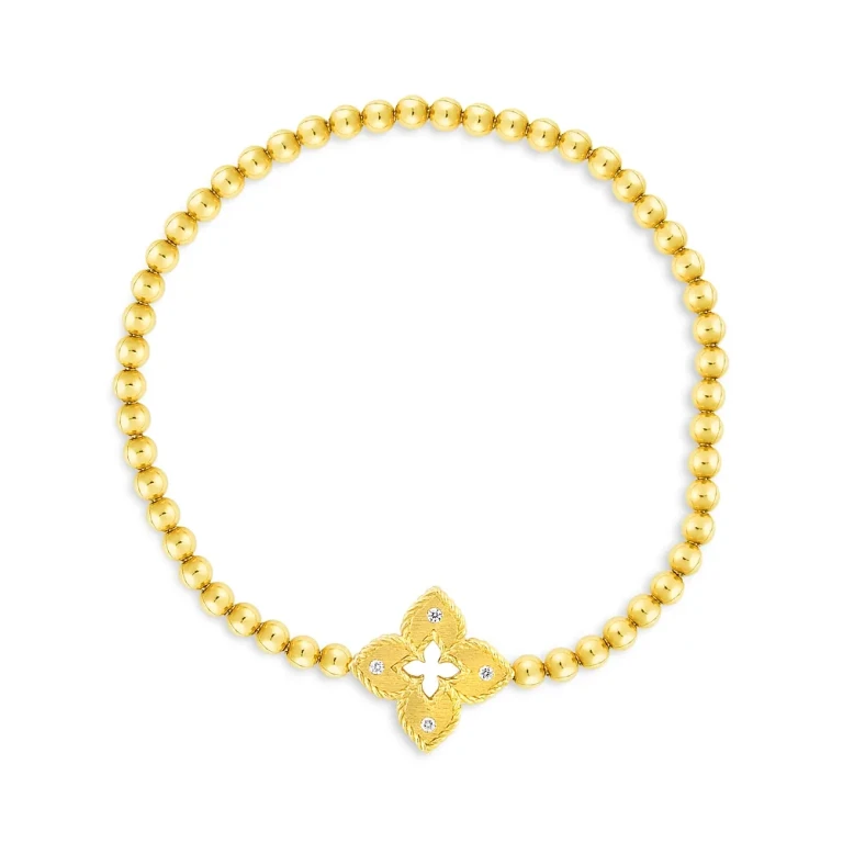 Roberto Coin 18K Yellow Gold Venetian Princess Diamond Small Flower Bracelet