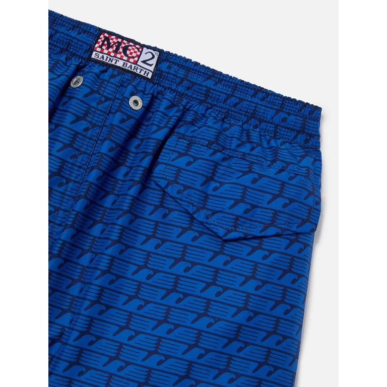 Mc2 Saint Barth Jean Lighting Swim Shorts With S. s. Lazio All-Over Print Special Edition Blue Swimshort