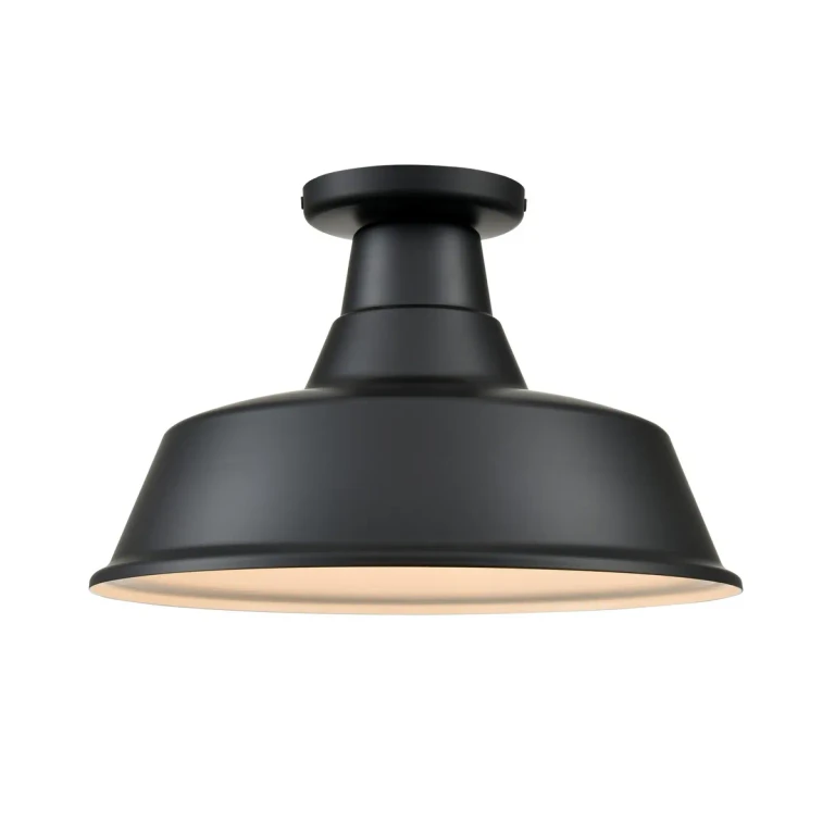 Satin Black Semi-Flush Mount from the R Series Collection