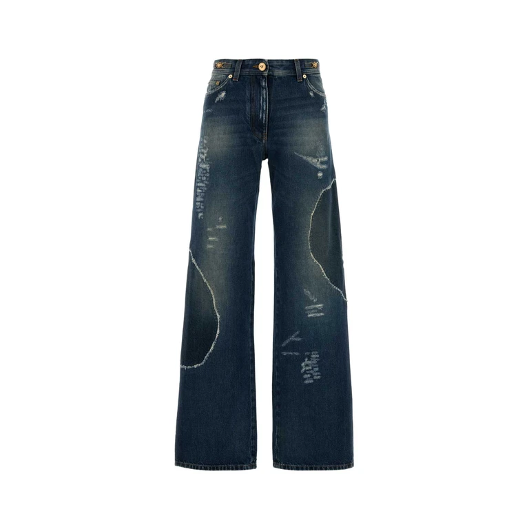 Versace Denim Wide-Leg Jeans Mediumblue - Women