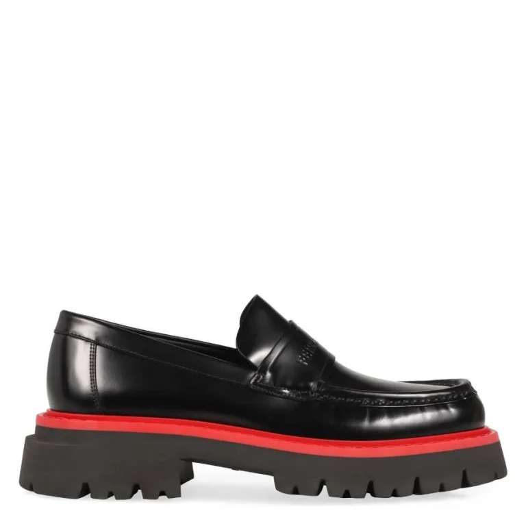 Ferragamo Mens Black Fergal Logo Debossed Loafers