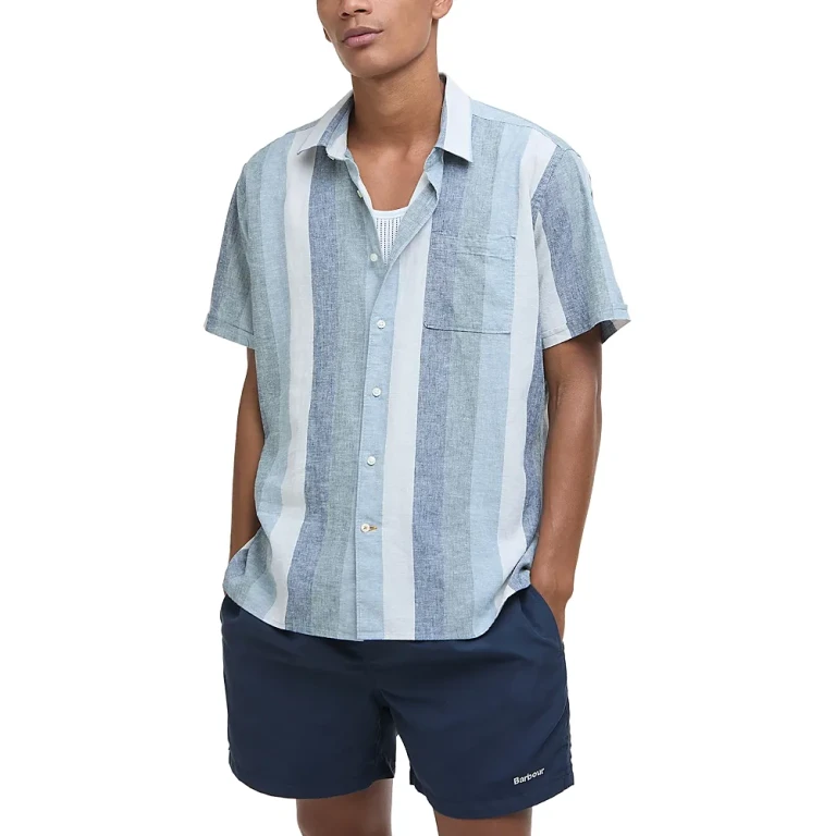 Barbour Portwell Regular Fit Linen Blend Short Sleeve Shirt