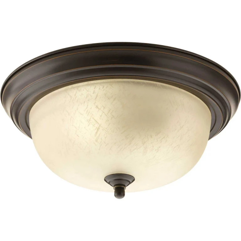 Antique Bronze Two Light Flush Mount from the Dome Glass - Etched Collection