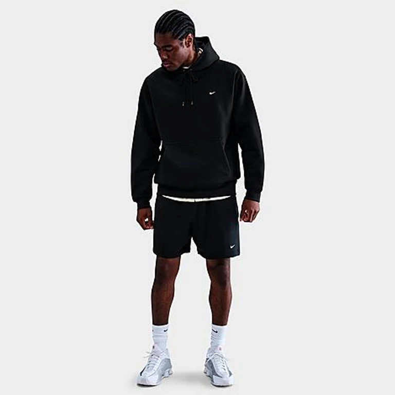 Nike Men's Solo Swoosh Fleece Pullover Hoodie in Black/White Size: XS