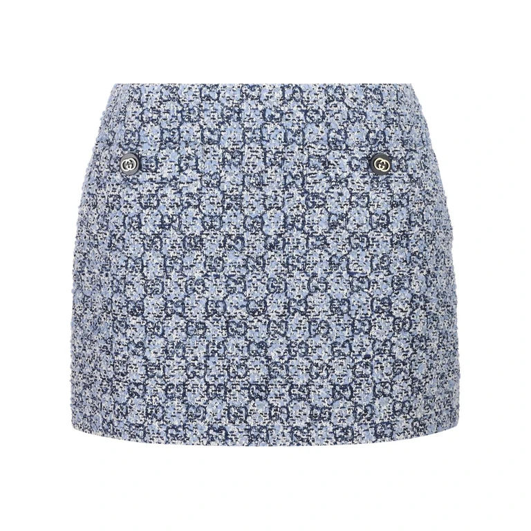 Gucci Skirt Multicolor Gg Tweed Black Gonna - Women