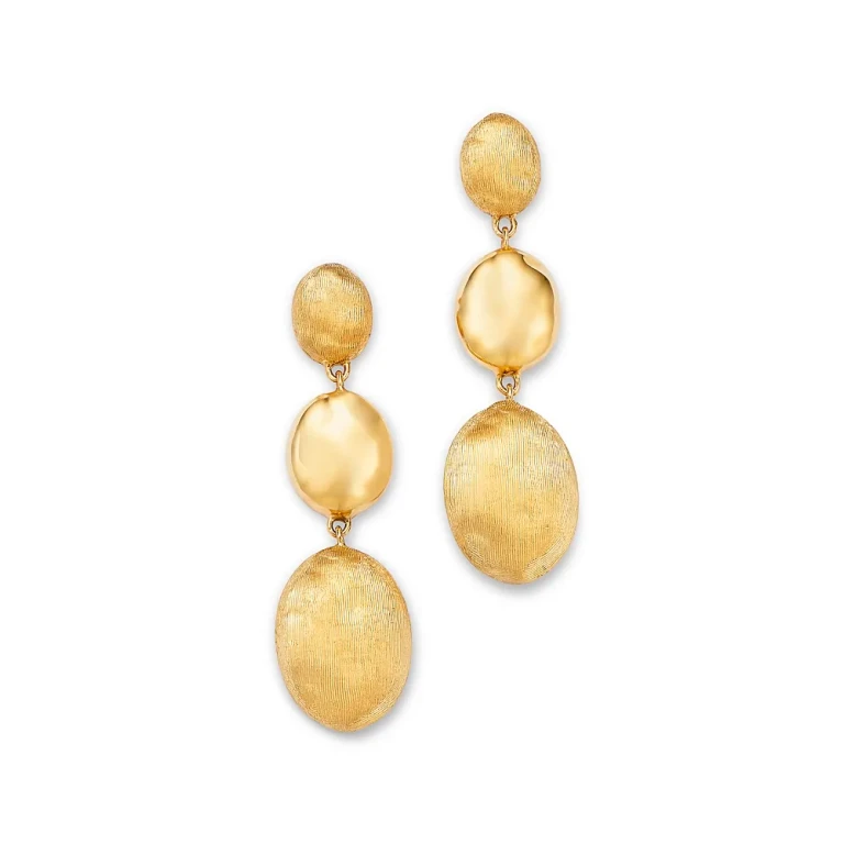 Marco Bicego 18K Yellow Gold Siviglia Polished & Engraved Three Drop Earrings - Exclusive