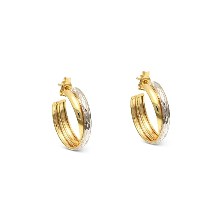 14K Yellow & White Gold Gemella Hoop Earrings