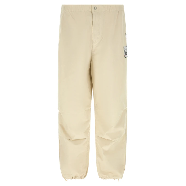 Beige Cotton Athletic Pants - Men