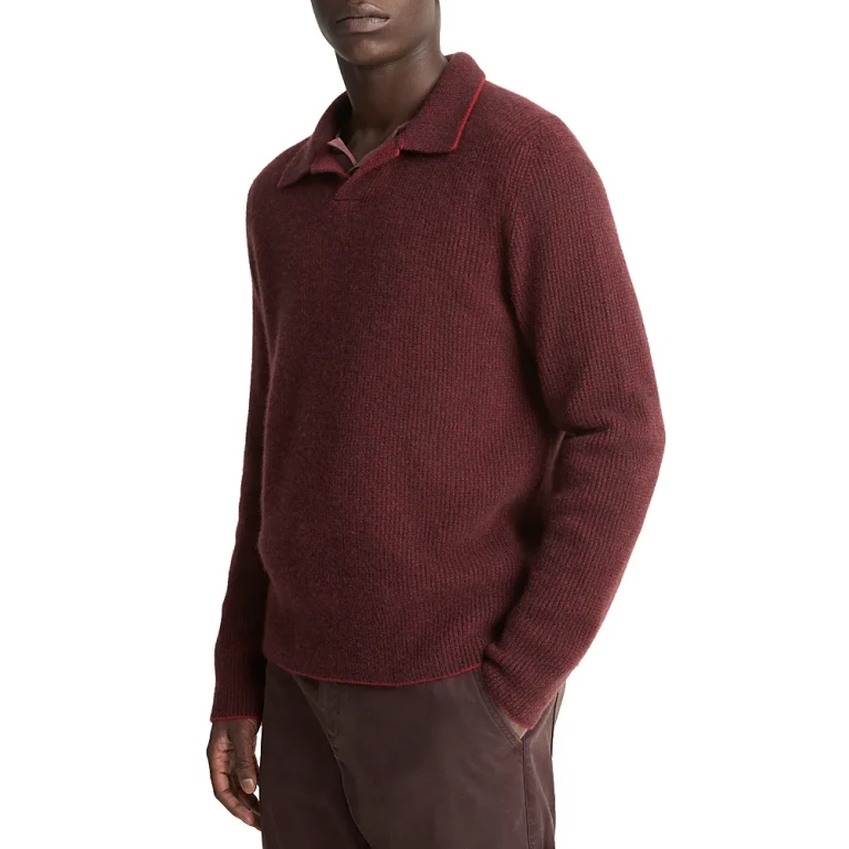 Vince Thermal Open Collar Polo Sweater