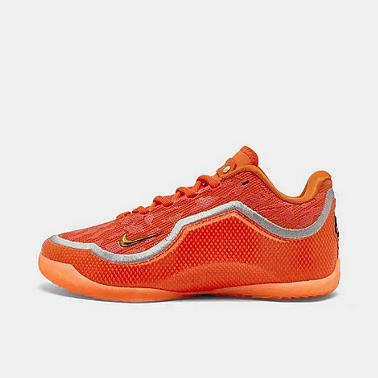 Nike Big Kids LeBron 23 Basketball Shoes in Safety Orange/Wolf Grey/Metallic Gold Size: 3.5
