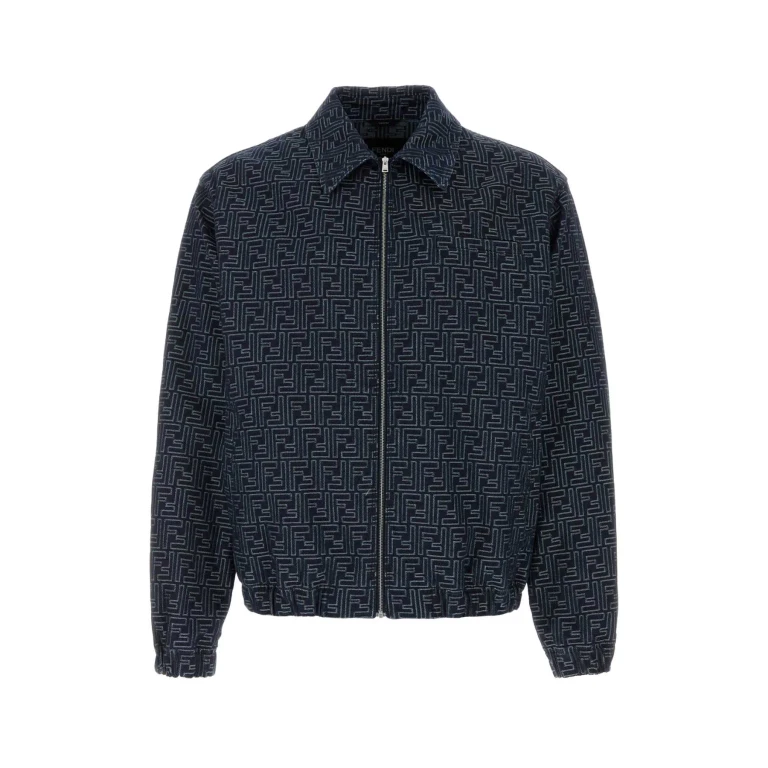 Fendi Embroidered Denim Bomber Jacket