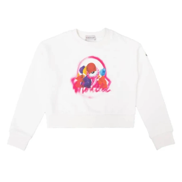 Moncler Kids Teddy Bear Print Cotton Sweatshirt