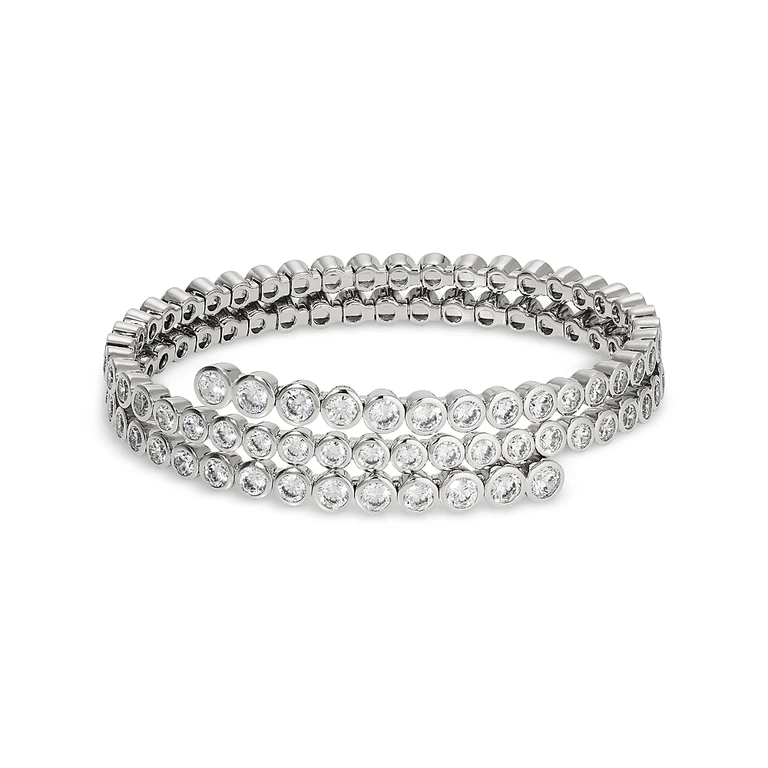Nadri Dazzle Cubic Zirconia Bezel Triple Flex Wrap Bracelet