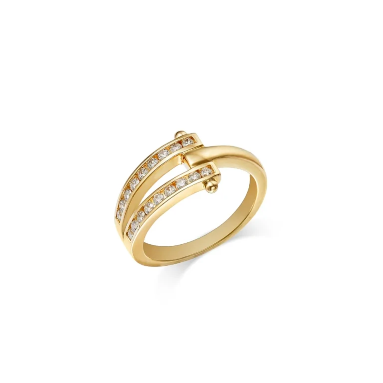 14K Yellow Gold Diamond Stack Ring, 0.38 tcw