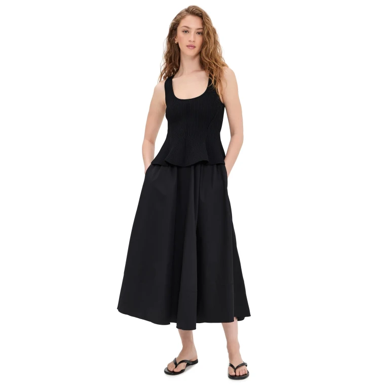 La Ligne Peplum Combo Dress Black L