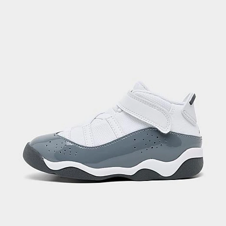 Jordan Kids Toddler Air 6 Rings Basketball Shoes in White/Grey Size: 4.0