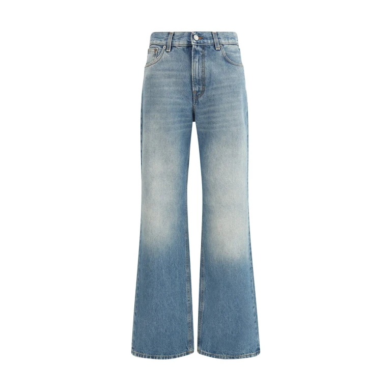 Haikure korea Blue Jeans With Wide Leg And Logo Patch On The Rear In Denim Woman