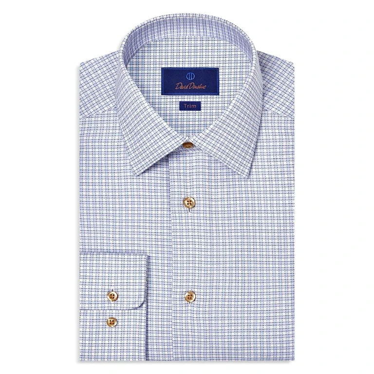 David Donahue Slim Fit Textured Twill Shirt