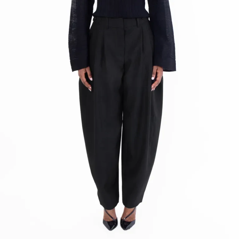 Stella McCartney Ladies Black Pleated Wide-Leg Wool Trousers