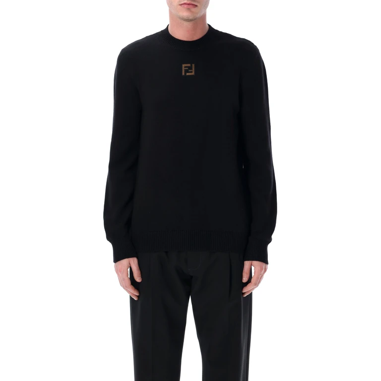 Fendi FF velvet micro sweater Black Virgin Wool Sweater, Cardigans - Men