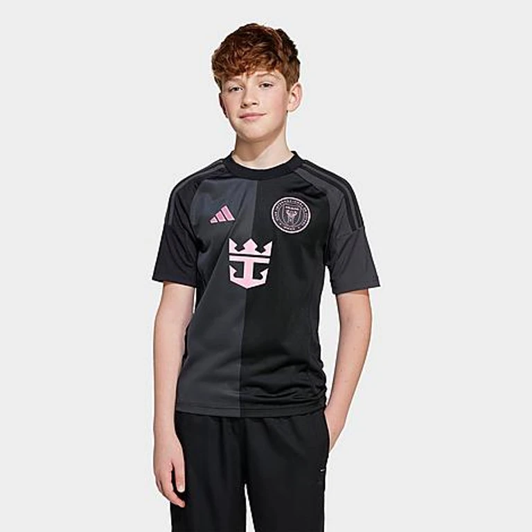 adidas Big Kids Inter Miami CF 25-26 Away Soccer Jersey in Black Size: XS
