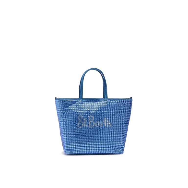 Mc2 Saint Barth Strass Mini Bag With Steel Blue Rhinestones - Unisex