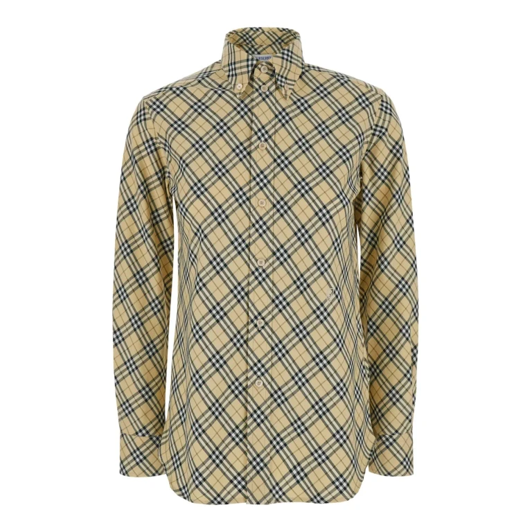 Burberry Beige Oversize Shirt With All-over Check Motiv In Cotton Woman