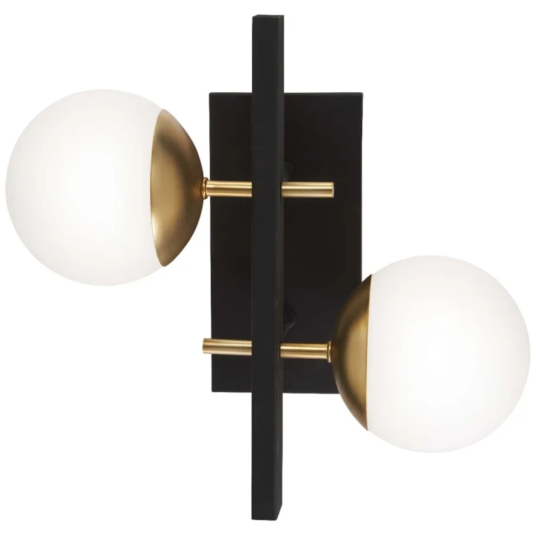 George Kovacs Alluria 2-Light Bathroom Vanity Light in Weathered Black with Autumn Gold
