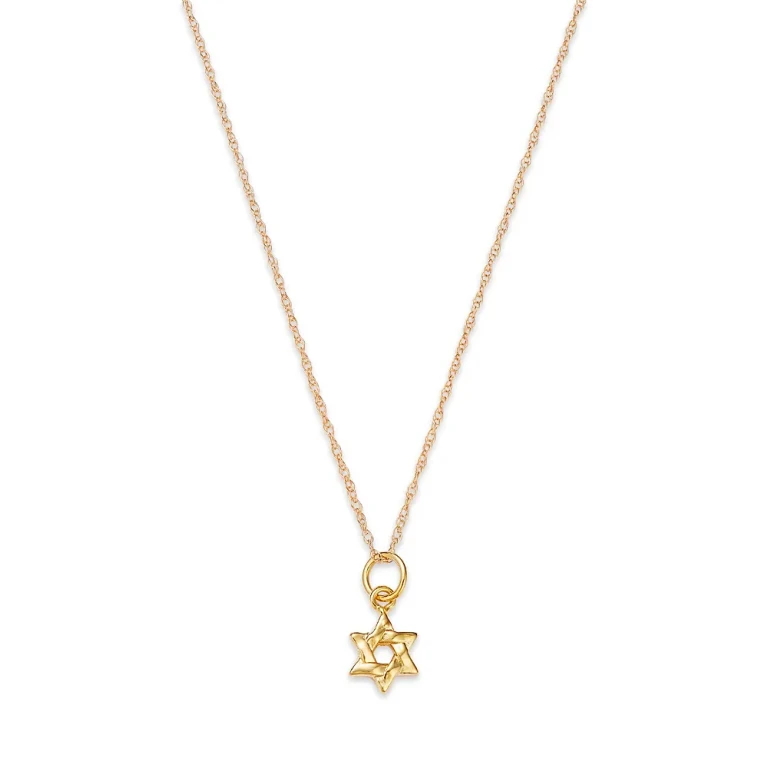 Children's Star of David Pendant Necklace in 14K Yellow Gold, 14