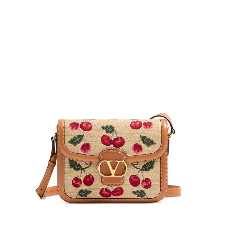 Valentino Garavani 9To5 VLogo Raffia Shoulder Bag