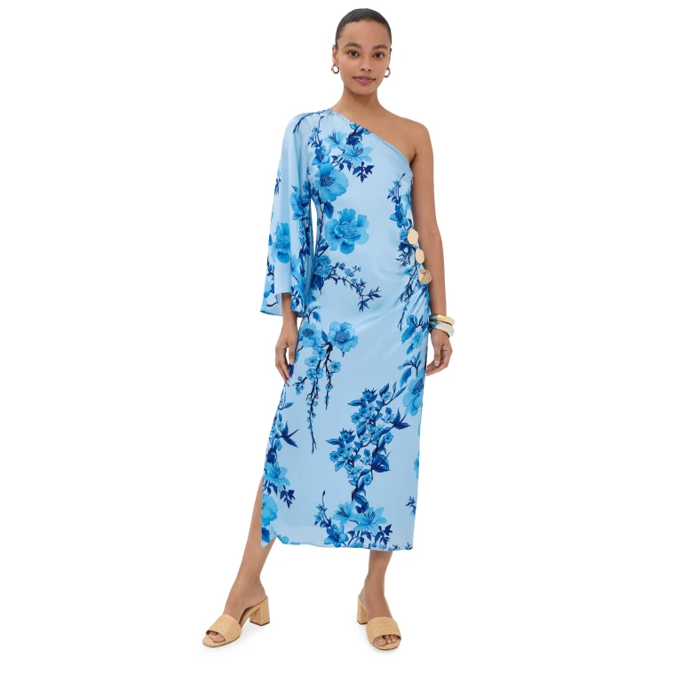 Borgo de Nor Atlantis Crepe Satin Dress Cherry Blossom Blue 16
