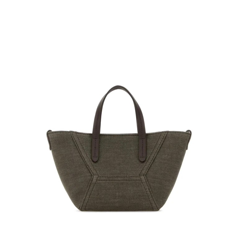 Brunello Cucinelli Olive Green Fabric Handbag
