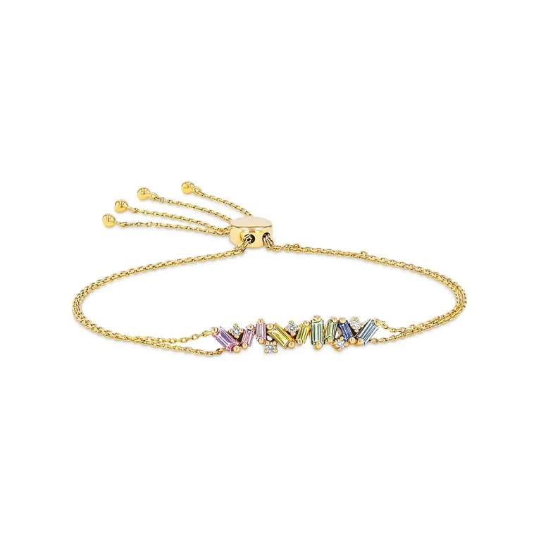 Suzanne Kalan 18K Yellow Gold Frenzy Patel Rainbow Sapphire & Diamond Bolo Bracelet