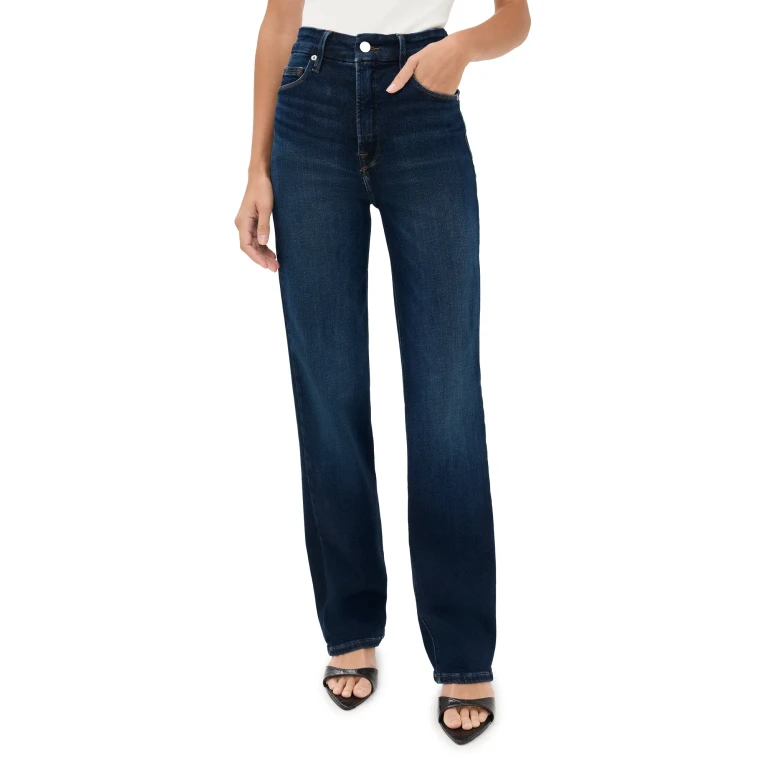 Good American Soft Tech Good True Straight Jeans indigo572 2