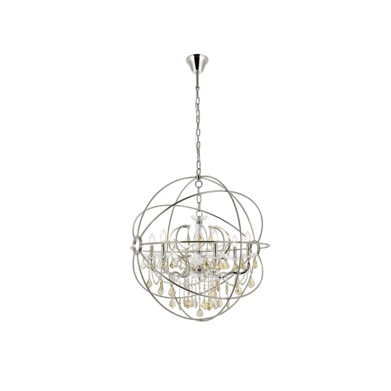 Polished Nickel Six Light Chandelier from the Geneva Collection