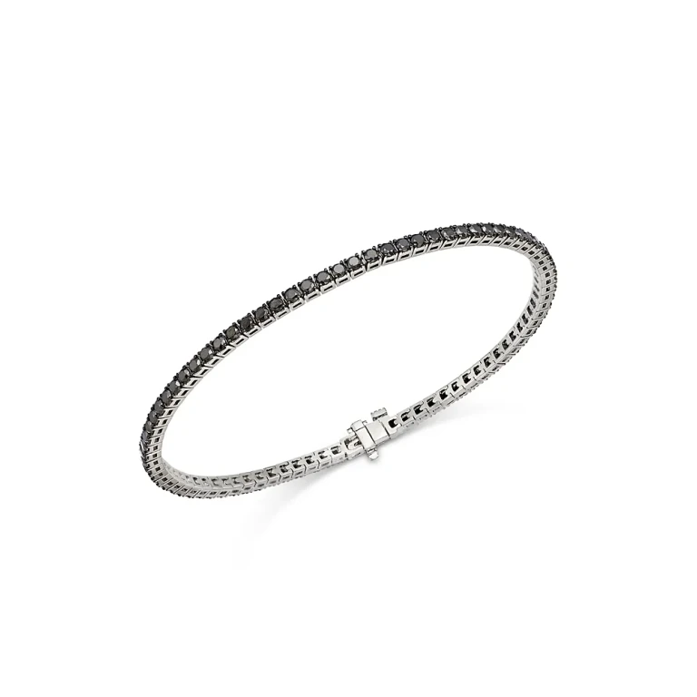 Unisex Black Diamond Bracelet in 14K White Gold, 4.8 tcw