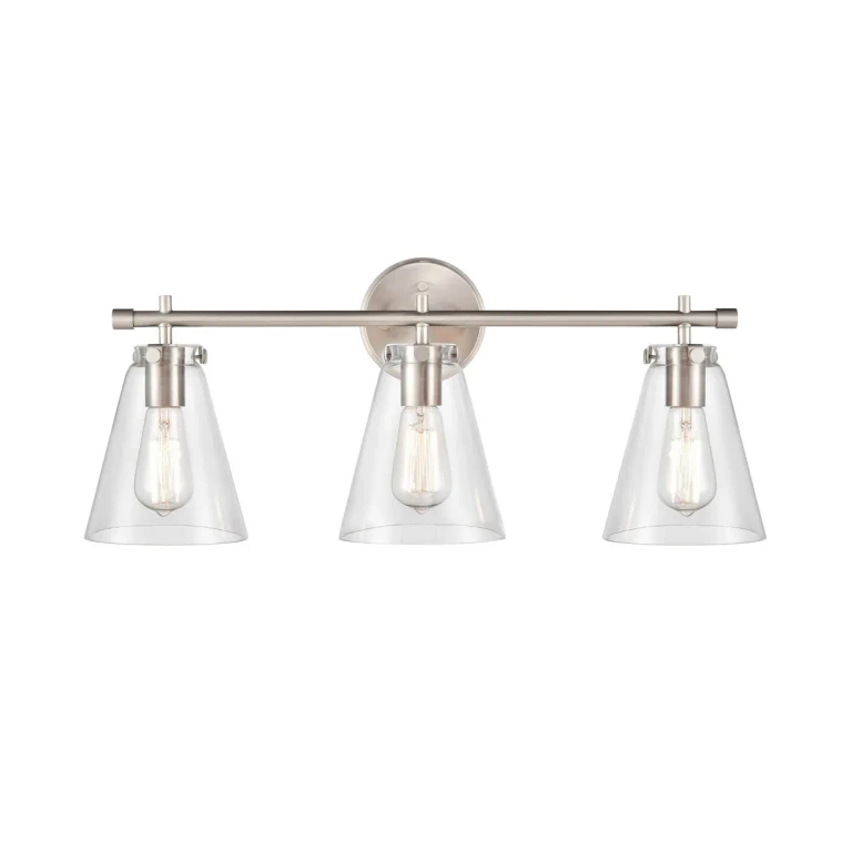 Brushed Nickel Three Light Vanity from the Aliza Collection