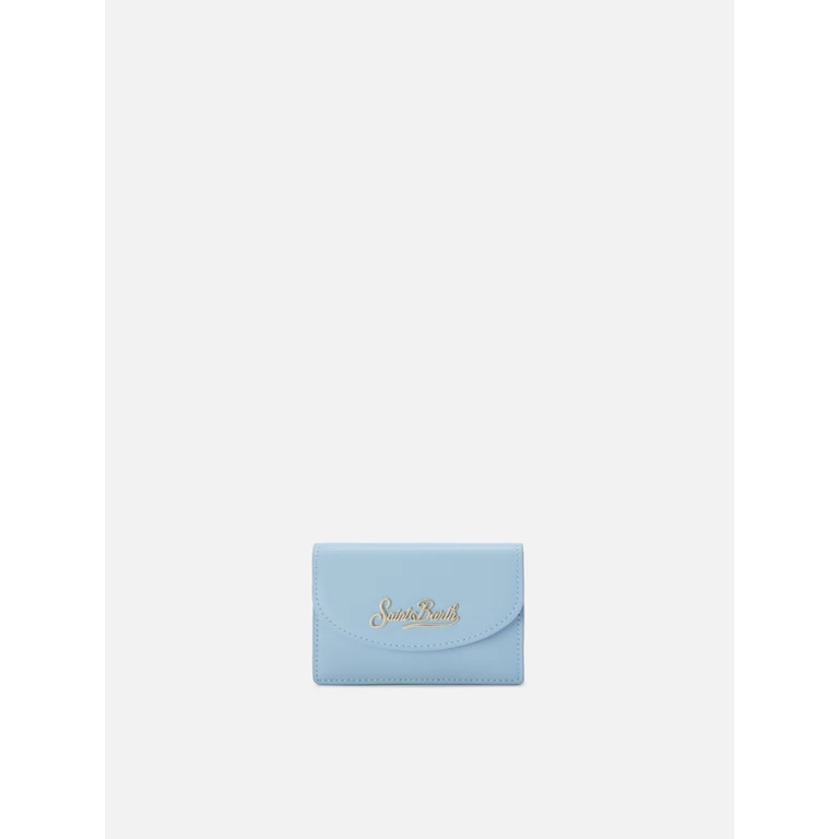 Mc2 Saint Barth Light Blue Smooth Leather Card Holder With Metal Logo Small Accessories - Unisex