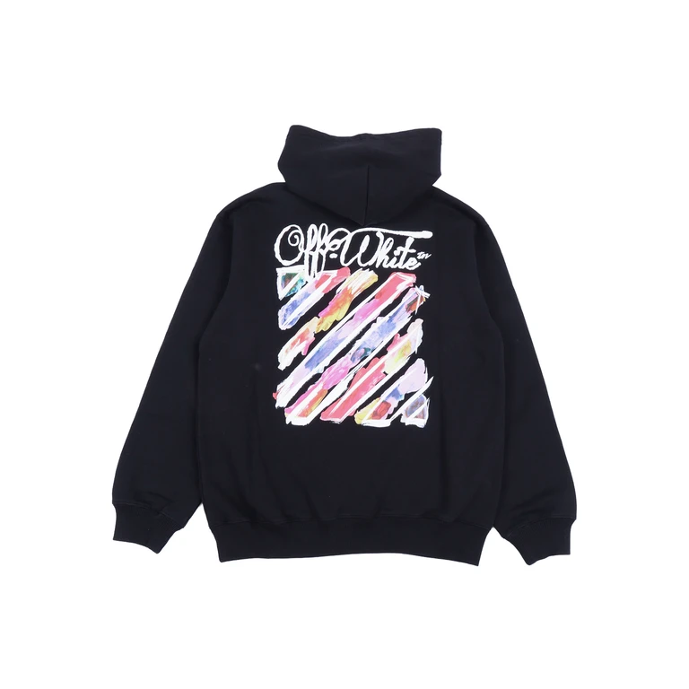 Off-White DIAG WATERCOLOR HOODIE Black Cotton Sweatshirt