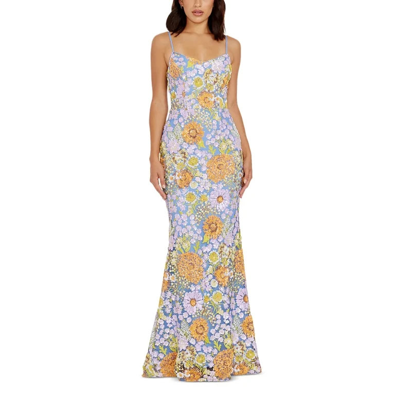 Dress the Population Giovanna Printed V Neck Dress