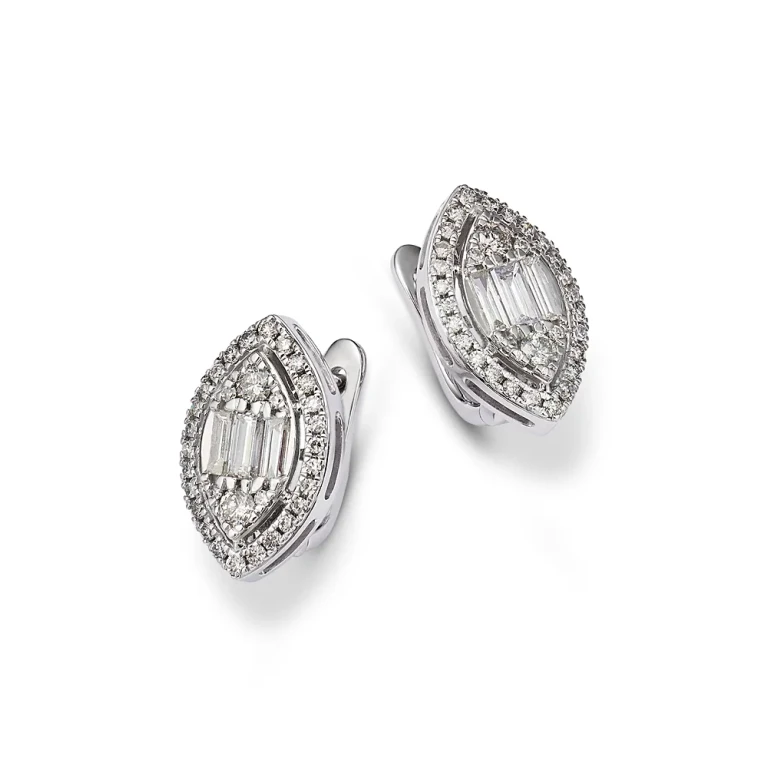 Diamond Earrings in 14K White Gold, 1.00 tcw