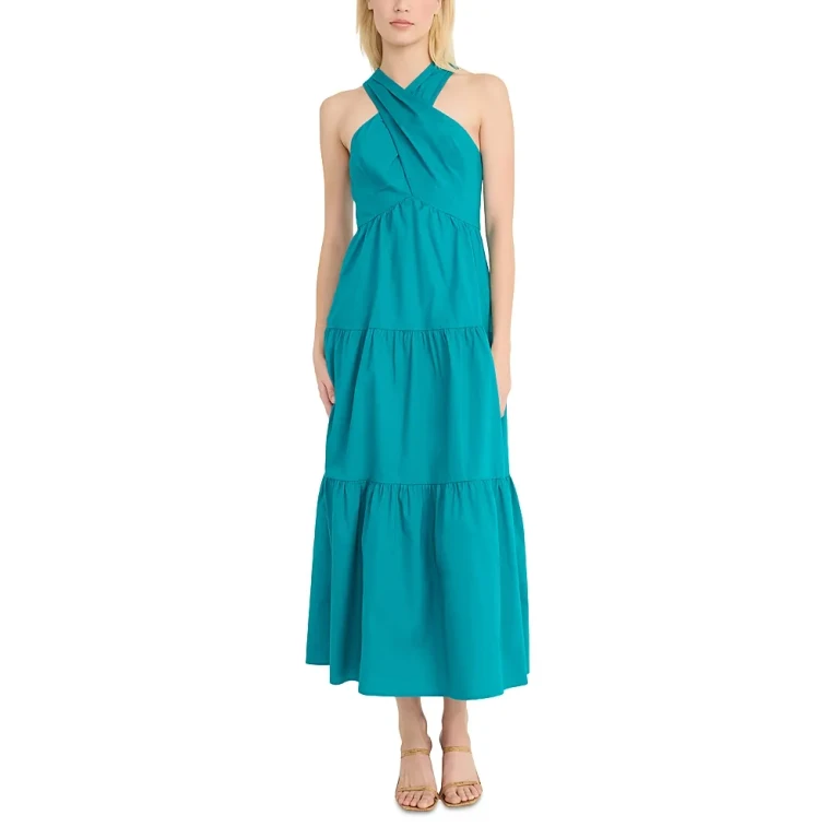 Donna Morgan Halter Tiered Maxi Dress