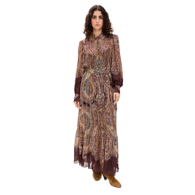 Hemant and Nandita Long Dress Maroon XS