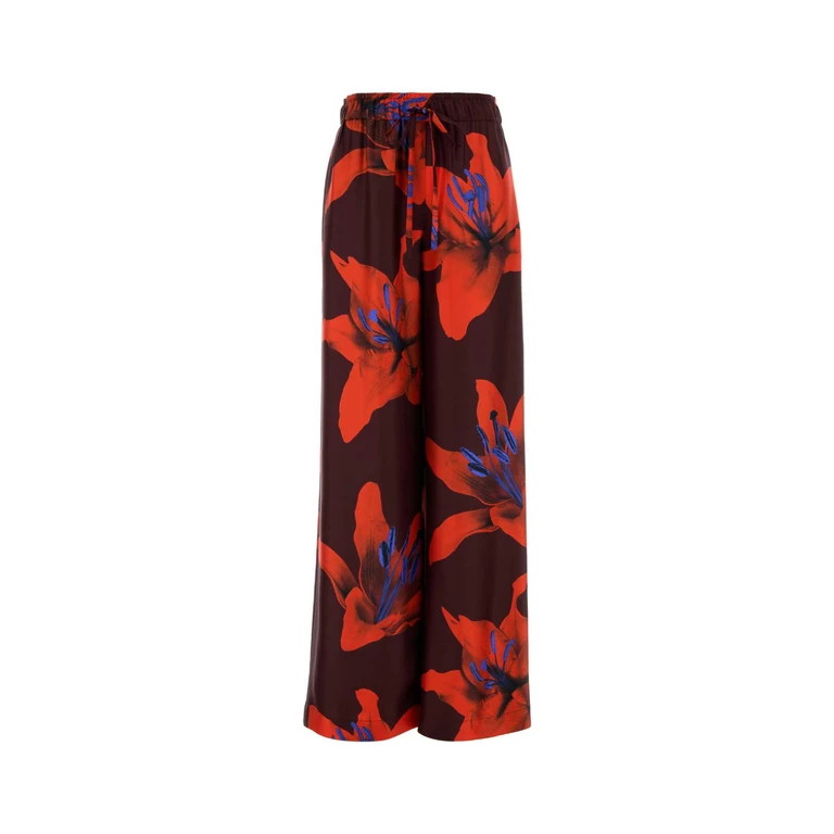 Alexander McQueen Printed Satin Wide-Leg Pant Burgundy-firered Exterior: Silk Pantaloni - Women