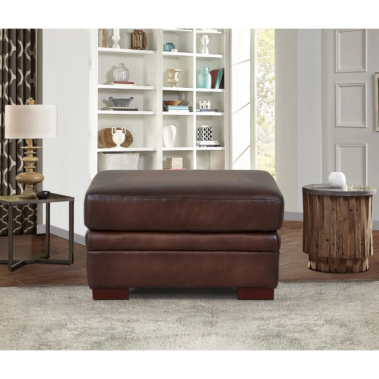Eglinton Brown Leather Ottoman