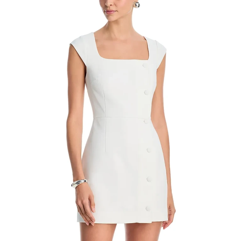 French Connection Azra Square Neck Twill Mini Dress