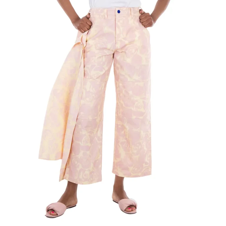 Burberry Rose-Print High Waist Cotton Pants