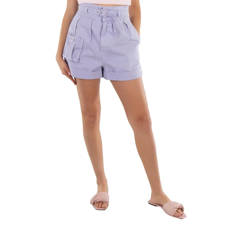Self Portrait Ladies Purple Belted Cotton Shorts
