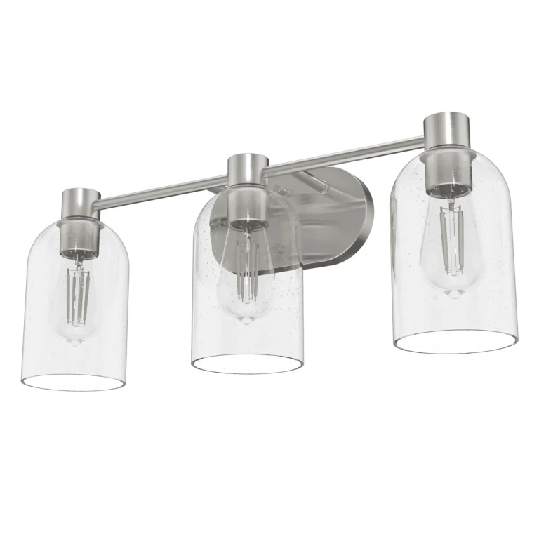 Brushed Nickel Three Light Vanity from the Lochemeade Collection